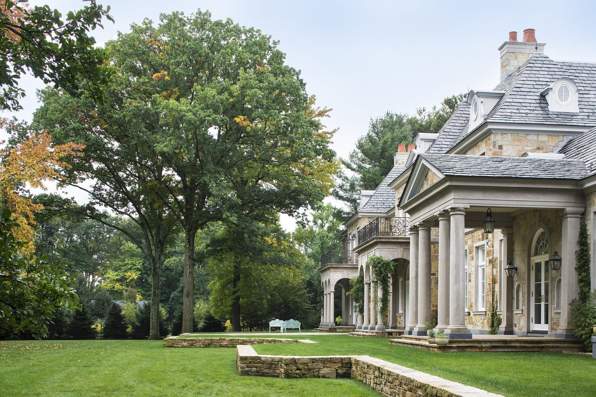 Exterior Side View of American-French Country Home