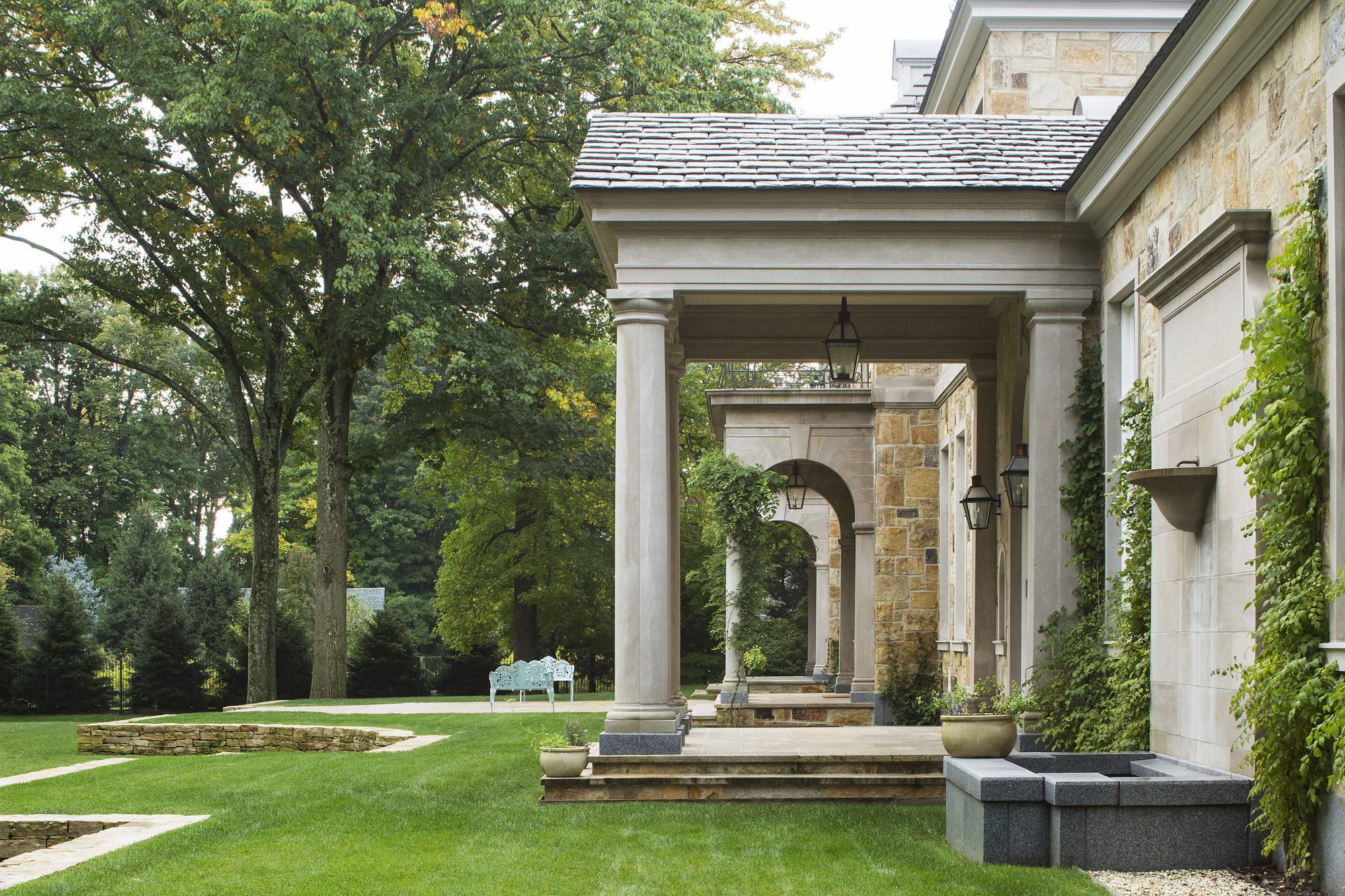 Side View of American-French Country House Columns