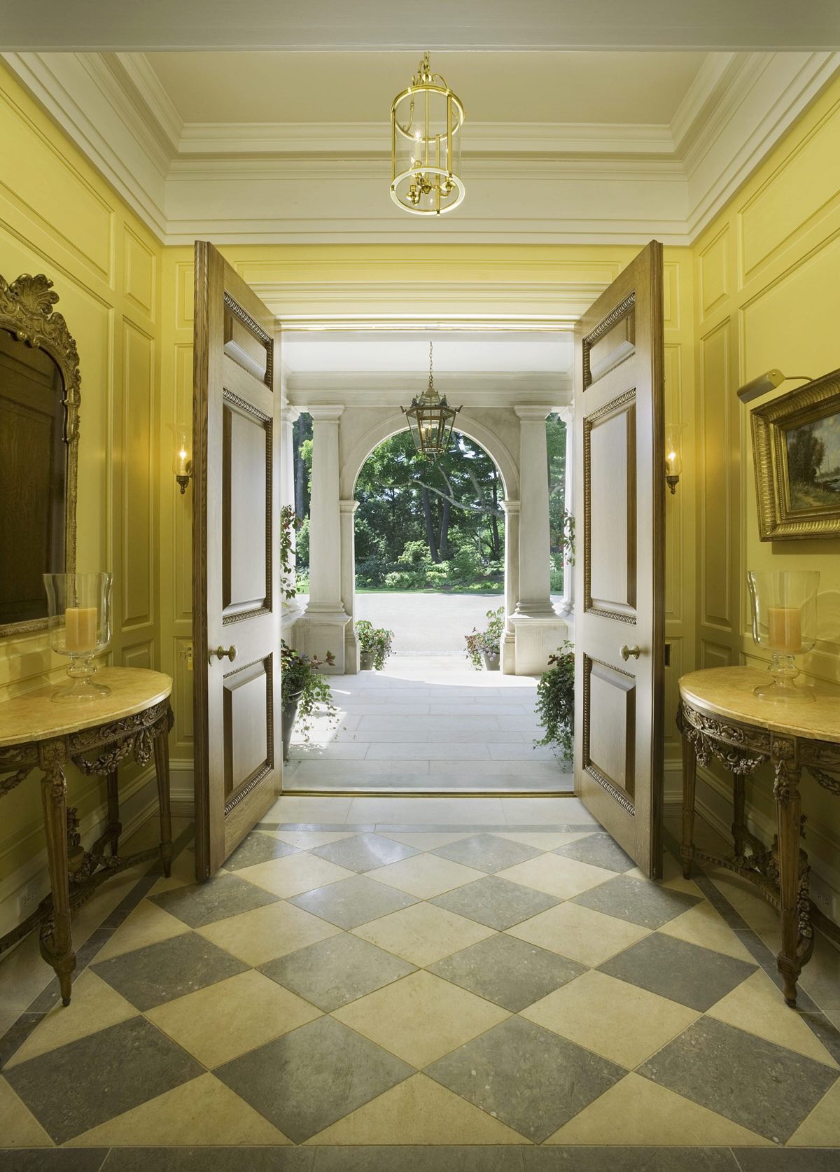 View of grand hallway in Georgian style estate home