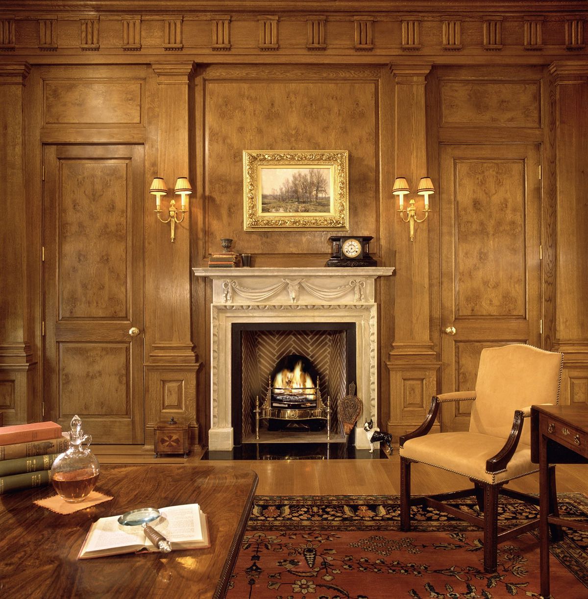 View of a fireplace in Georgian style home