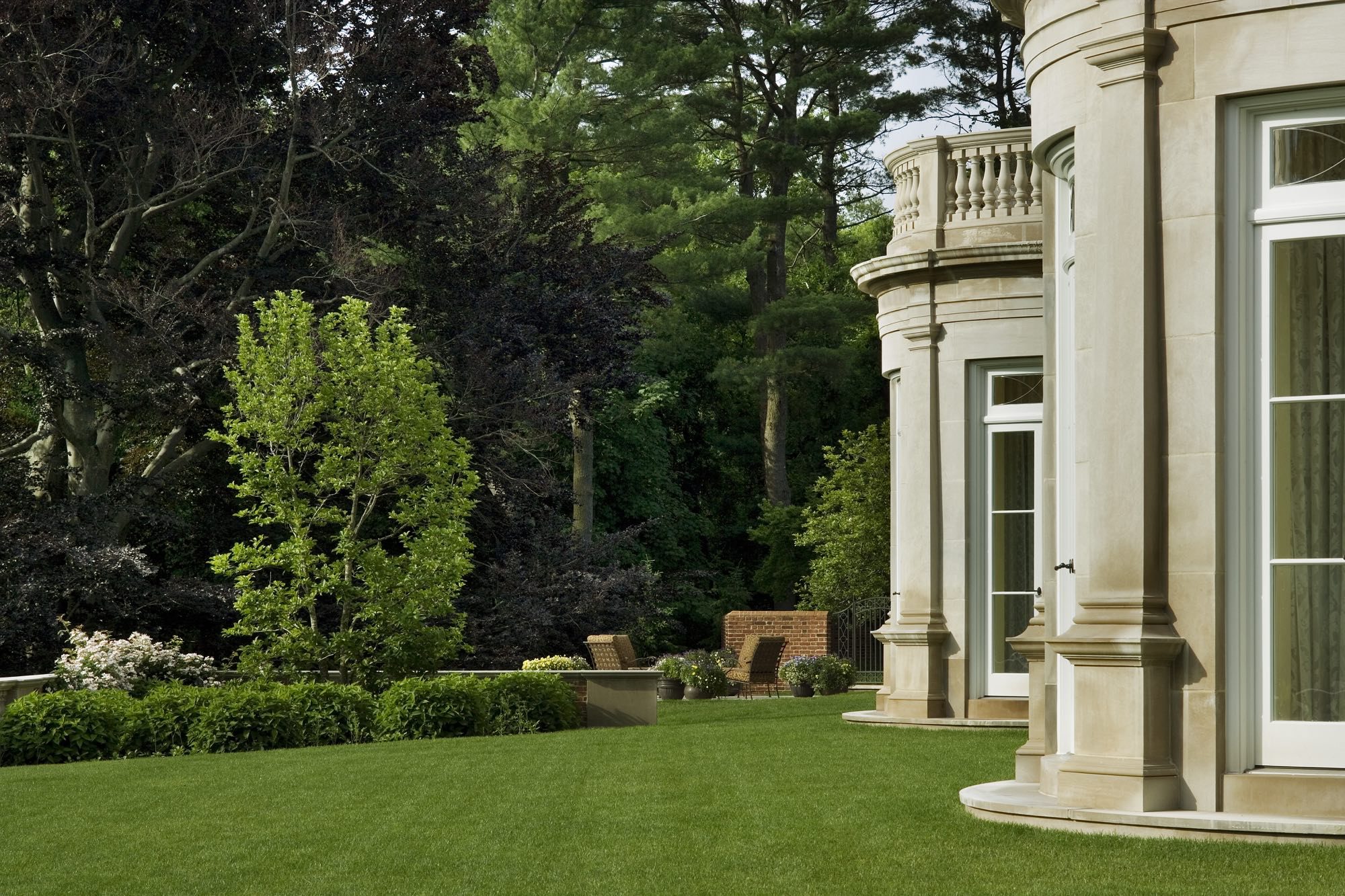 View of the gardens with a sitting area