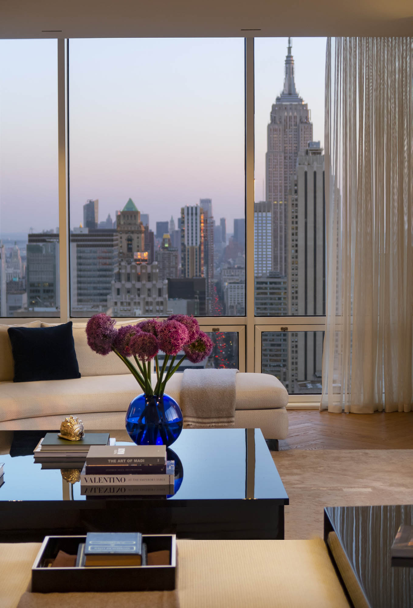 View of Empire State Building from apartment window